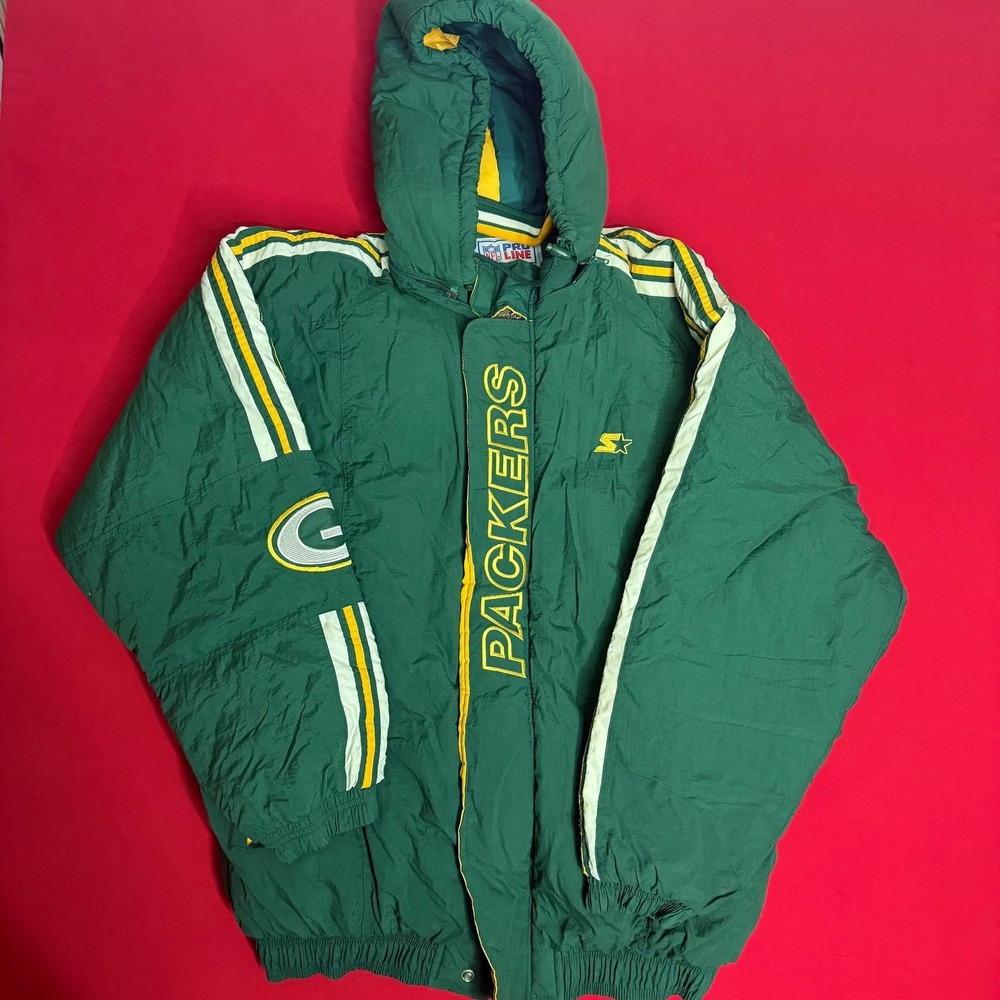 Vintage 90s Green Bay Packers Starter Pro Line Puffer Jacket Mens XXL Green NFL